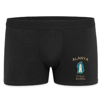 Alanya , Leuchtturm, Türkische Riviera - Männer Boxer Shorts - Schwarz - Vorne