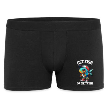 Get Fish or Die Tryin - Angelhumor - Männer Boxer Shorts - Schwarz - Vorne