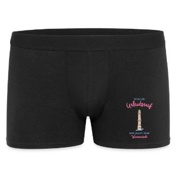 Kultiger alter Leuchtturm Warnemünde , Urlaubsreif - Männer Boxer Shorts - Schwarz - Vorne