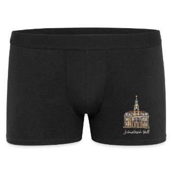 Schwäbisch Hall, barockes Rathaus, Strichzeichnung - Männer Boxer Shorts - Schwarz - Vorne