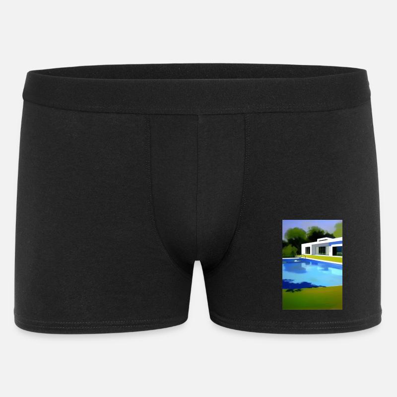 Weiße Villa mit Pool - Männer Boxer Shorts - Schwarz