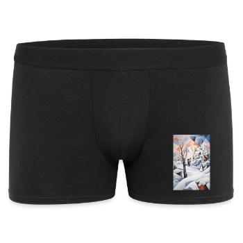 paysage enneigé dans un style géométrique - Boxer Homme - noir - Devant