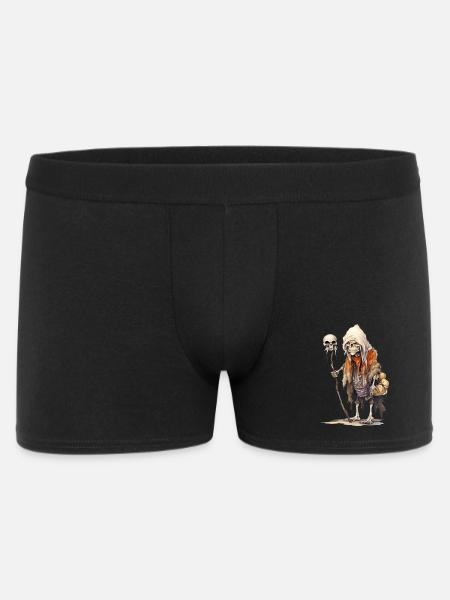 Knochiger Magier mit Schädelstab – Fantasy - Männer Boxer Shorts - Schwarz