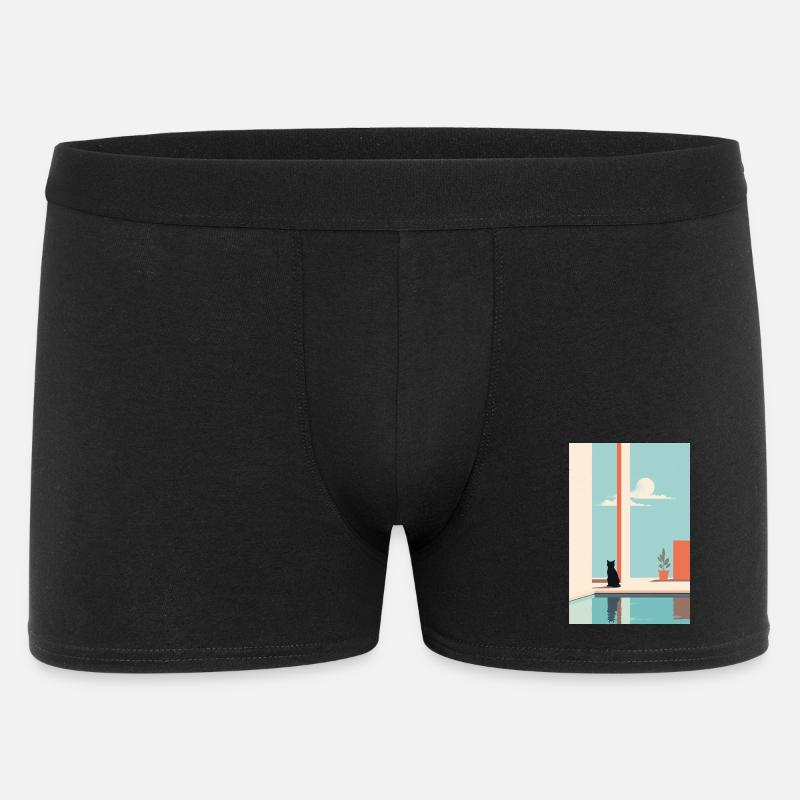 chat au bord de la piscine - Boxer Homme - noir