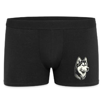 Husky head, black white, dog sled - Men's Boxer Shorts - black - Front