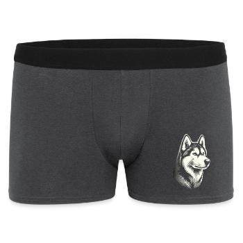 Husky head, black white, dog sled - Men's Boxer Shorts - charcoal grey - Front