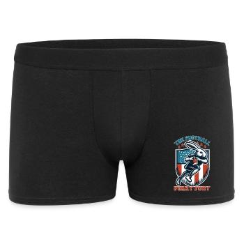 Heute Hase, morgen weg: Die pelzige Football-Wut - Männer Boxer Shorts - Schwarz - Vorne