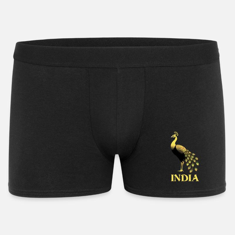 Paon - oiseau de l'Inde - Boxer Homme - noir