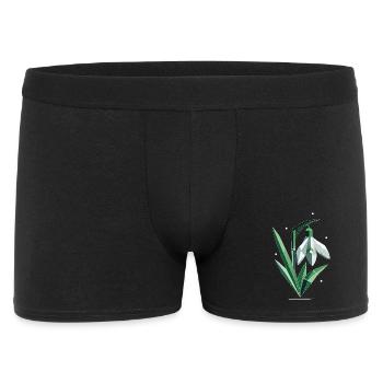 Zarte polygonale Schneeglöckchen-Illustration - Männer Boxer Shorts - Schwarz - Vorne