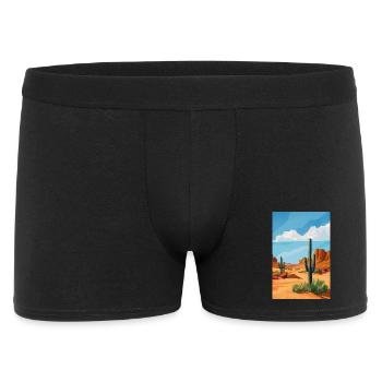 Wüstenlandschaft Illustration Poster - Männer Boxer Shorts - Schwarz - Vorne