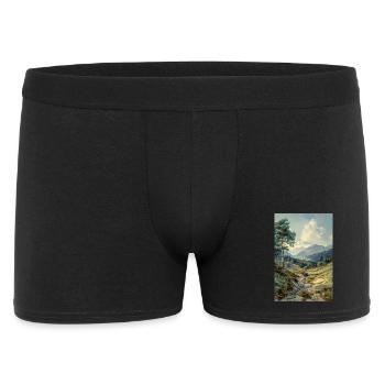 Nature Landscape Illustration Poster - Men's Boxer Shorts - black - Front