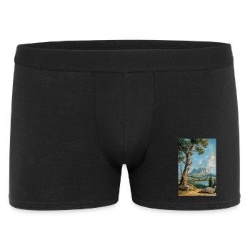 Nature Landscape Illustration Poster - Men's Boxer Shorts - black - Front