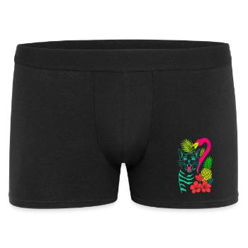 Tropical Cat & Flamingo - Summer 2025 - Men's Boxer Shorts - black - Front