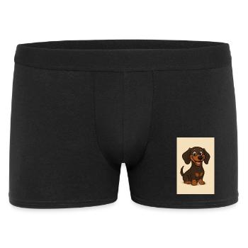 Glücklicher Dackel - Männer Boxer Shorts - Schwarz - Vorne