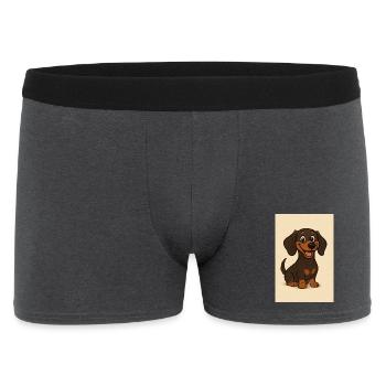 Glücklicher Dackel - Männer Boxer Shorts - Anthrazit - Vorne