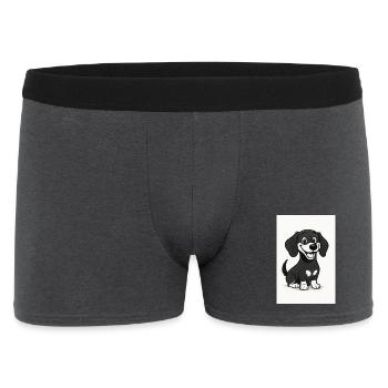 Glücklicher Dackel schwarz-weiß - Männer Boxer Shorts - Anthrazit - Vorne