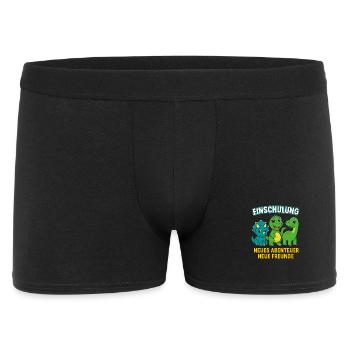 Dino Einschulung | Neues Abenteuer Neue Freunde - Männer Boxer Shorts - Schwarz - Vorne
