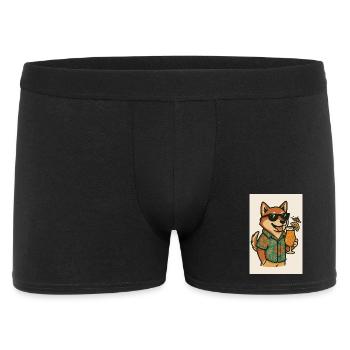 Dog with Hawaiian shirt and cocktail - Men's Boxer Shorts - black - Front