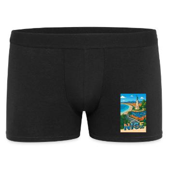 Schöne ikonische Aussicht mit Statue und Meer - Männer Boxer Shorts - Schwarz - Vorne