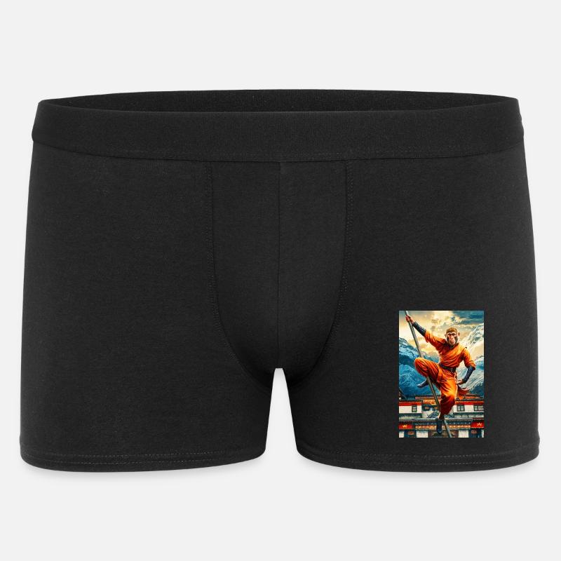 Humanoider Affe Shaolin Mönch - Männer Boxer Shorts - Schwarz