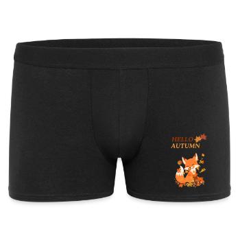 Verspielter Fuchs mit Blättern - Männer Boxer Shorts - Schwarz - Vorne