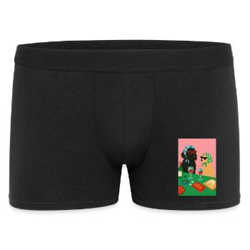 Chiens stylés au bar à vin cartoon - Boxer Homme - noir - Devant