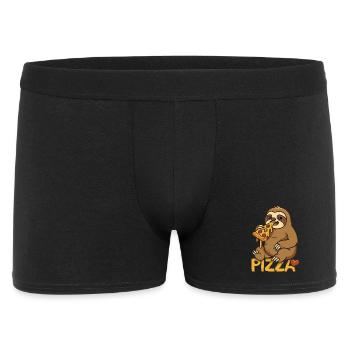 Sloth Loves Pizza – Funny Cartoon Motif - Men's Boxer Shorts - black - Front