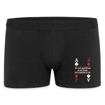 Poker Saying Card Motif - Men's Boxer Shorts - black - Front