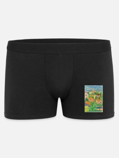 Hüttenidyll am Hügelpanorama - Männer Boxer Shorts - Schwarz
