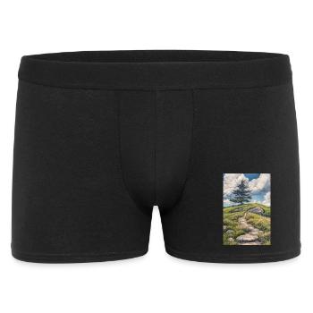 Illustration einer Naturlandschaft - Männer Boxer Shorts - Schwarz - Vorne