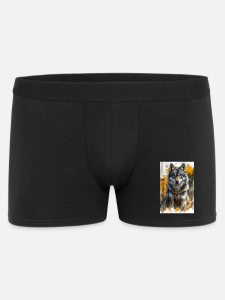 Illustration of a wolf - Boxer Homme - noir