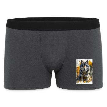Illustration of a wolf - Boxer Homme - charbon - Devant