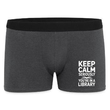 Gardez votre calme. Sérieusement, vous êtes dans une bibliothèque. - Boxer Homme - charbon - Devant