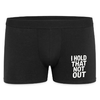 Denglisch Lustig I Hold That Not Out - Männer Boxer Shorts - Schwarz - Vorne