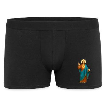 HerzJesu Ikonischer Druck - Männer Boxer Shorts - Schwarz - Vorne