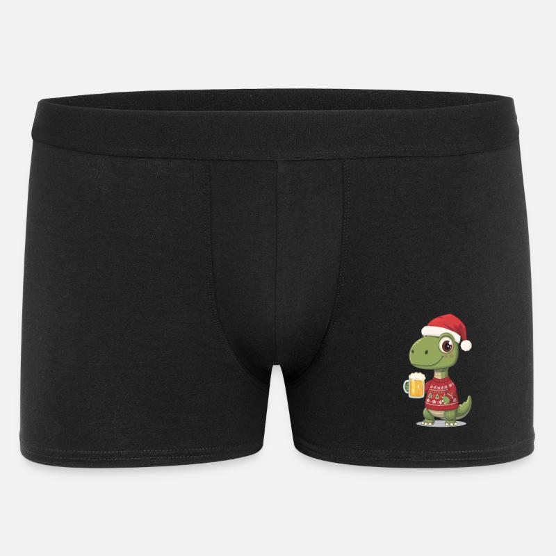 Dino Weihnachts-Festpullover - Männer Boxer Shorts - Schwarz