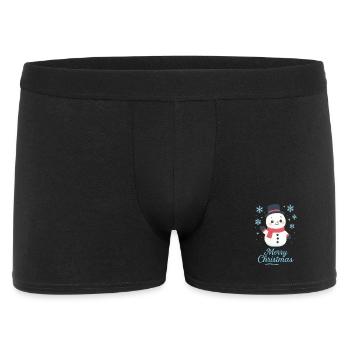 Bonhomme de neige avec écharpe – Joyeux Noël - Boxer Homme - noir - Devant