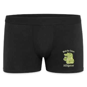 Matcha Later Alligator – Social Trend Spruch Tee - Männer Boxer Shorts - Schwarz - Vorne