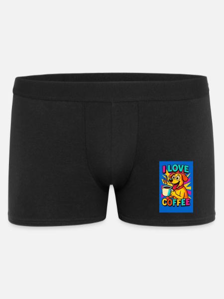 I Love Coffee Dog Cartoon - Men's Boxer Shorts - black