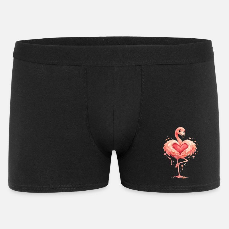 Flamingo mit Herz | Niedliches Rosa Tier Geschenk - Männer Boxer Shorts - Schwarz