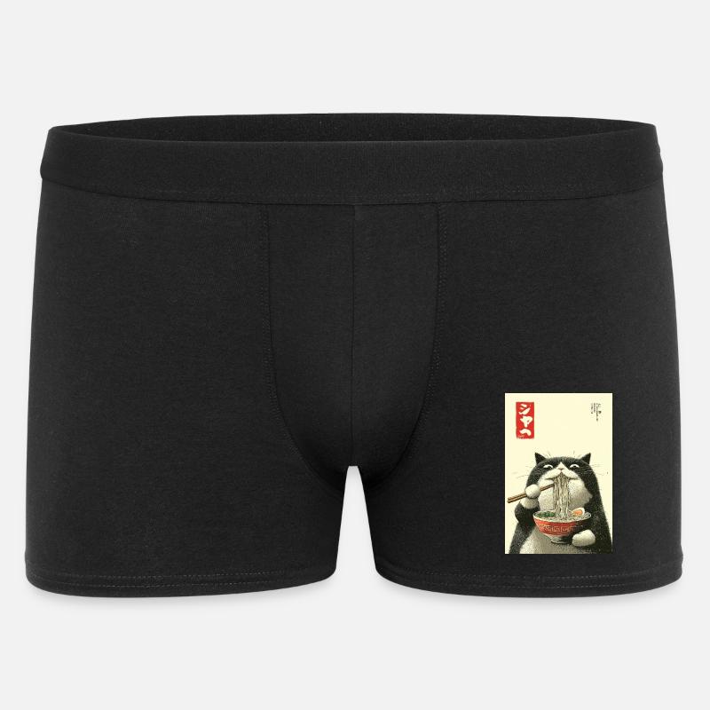 Ramen-Katze im Ukiyo-e-Stil - Männer Boxer Shorts - Schwarz