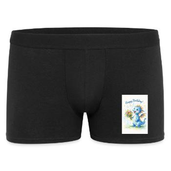 Dragon bleu avec bouquet de fleurs - Boxer Homme - noir - Devant
