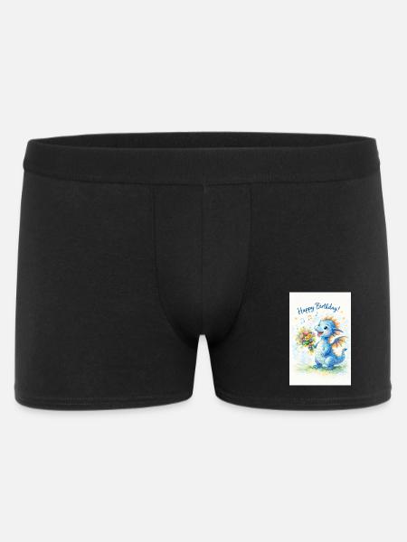 Blauer Drache mit Blumenstrauß - Männer Boxer Shorts - Schwarz