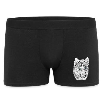 Wolfskopf Zeichnung Blaue Augen - Männer Boxer Shorts - Schwarz - Vorne