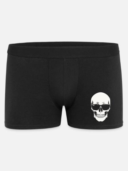 Skeleton with sunglasses in black and white vector - Men's Boxer Shorts - black