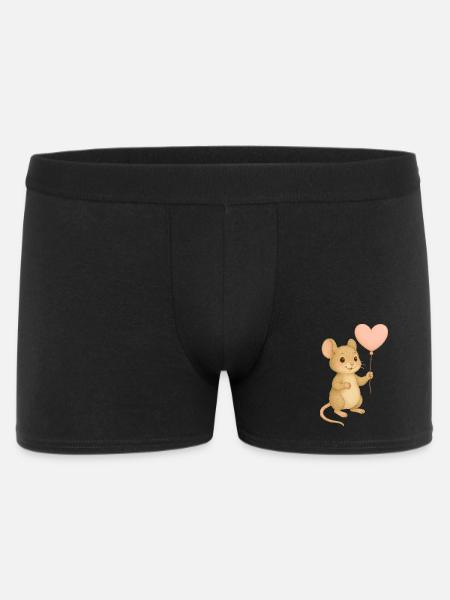 Maus mit Herzballon - Männer Boxer Shorts - Schwarz