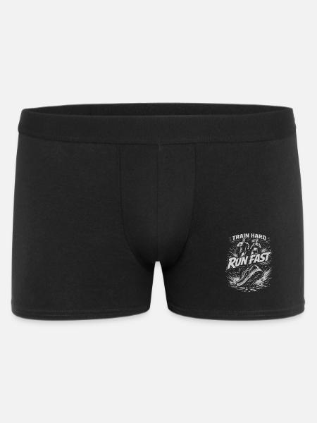 Train Hard Run Fast – Power Laufdesign - Männer Boxer Shorts - Schwarz
