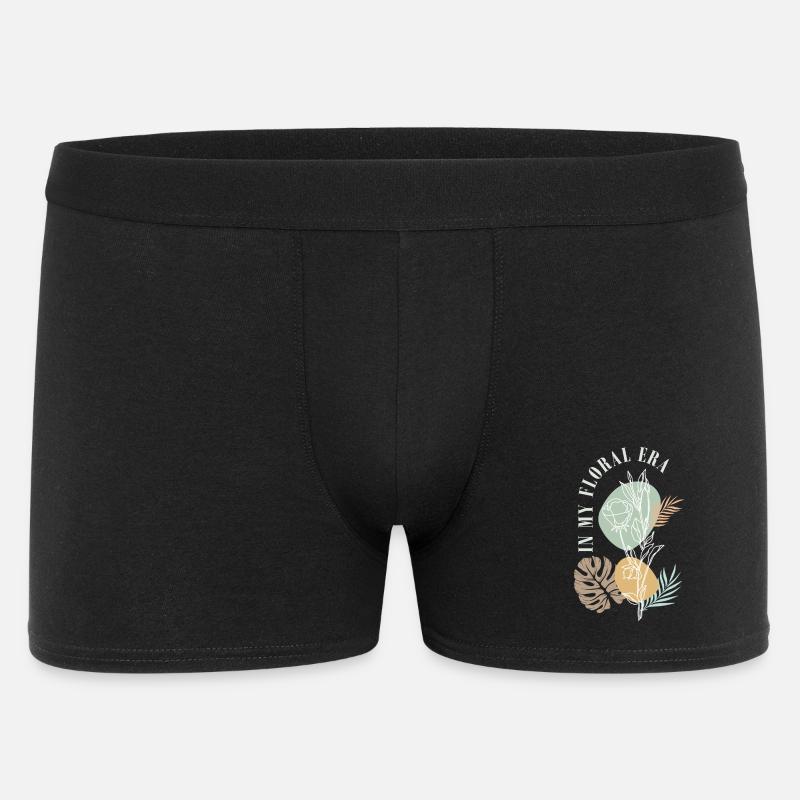 Florale Ära: Linienblumen - Männer Boxer Shorts - Schwarz