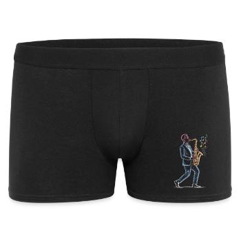 Saxophonspieler spielt Saxophonkunst Druck - Männer Boxer Shorts - Schwarz - Vorne