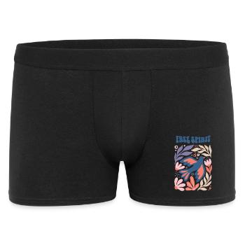 Free Spirit - Oiseau fleuri esthétique à motif bohème - Boxer Homme - noir - Devant